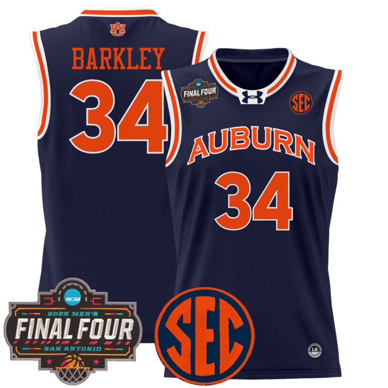 Men Auburn Tigers #34 Barkley blue 2025 Final Four Patch Lightweight  NCAA Jersey->ncaa teams->NCAA Jersey